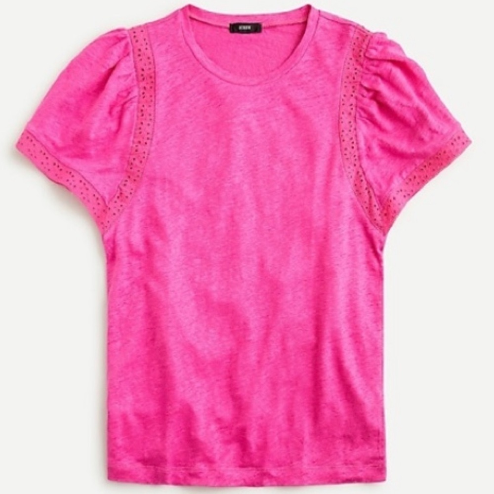 J Crew flutter sleeve linen t-shirt